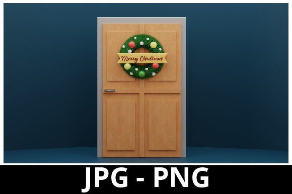3D Wood Door Christmas Wreath for Crafts