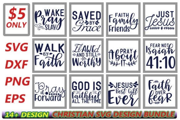 Christian Svg Quotes Designs Bundle for Crafts