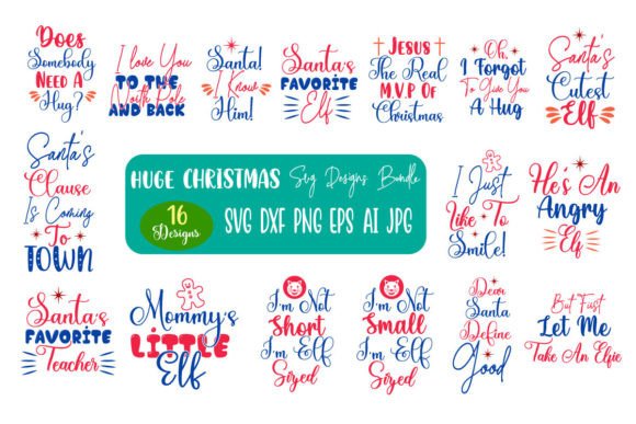 Huge Christmas Svg Designs Bundle for Print Templates