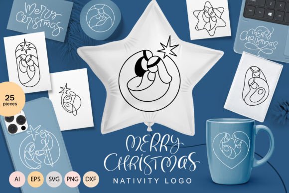 Merry Christmas Nativity Logo SVG Decorative Elements Review